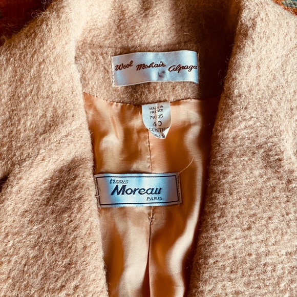 Vintage Wool-Mohair-Alpaga Winter Jacket Camel Tan Brown Oversize Cozy Blazer - Picture 6 of 8